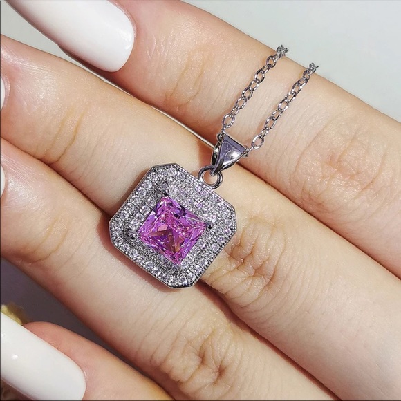 New Women’s 925 Silver Anniversary Gift Pink Sapphire Earrings - Picture 2 of 2